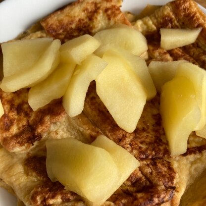 簡単にできて、とても美味しいフレンチトーストでした♡日曜日の朝が豊かになりました！私は、火を通したリンゴを添えて頂きました。またリピします！